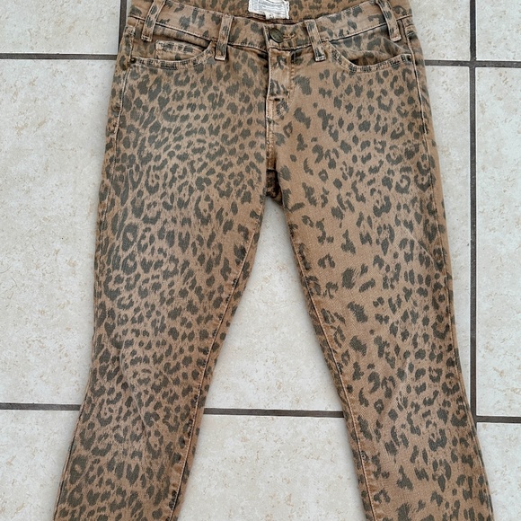 Current Elliot The Stiletto Camel,Leopard Print Jeans, SZ 25 - Picture 1 of 2